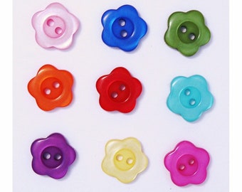 10er Set Blumenknöpfe 12mm Farbe nach Wahl / Ausgefallener Knopf in Form einer Blume / Blumenknopf mit 2 Löchern / Nähknopf / Scrap