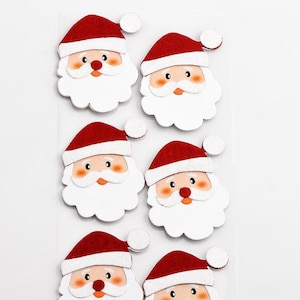Autocollant Paillettes Artisanal en Forme de Père Noël x 6 / Auto Adhésive Noel pour Scrapbooking Carterie Décoration Loisir Créatifs
