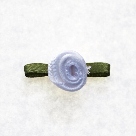 Mini Satin Ribbon Roses With Leaf 12mm / Choice of Colour / Small