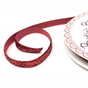 Ruban de Velours Métallique Noël 10mm : Rouge - Vendu au Mètre Pour Décoration Mercerie Couture Album et Scrapbooking