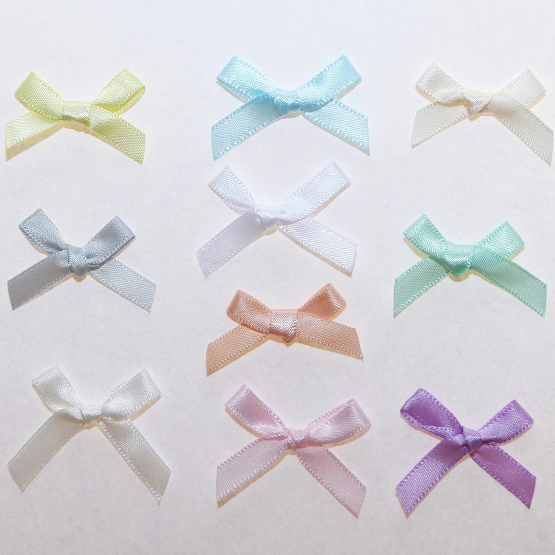 100 pezzi/confezione Mini fiocchi di raso bianchi - Fornure fai-da-te