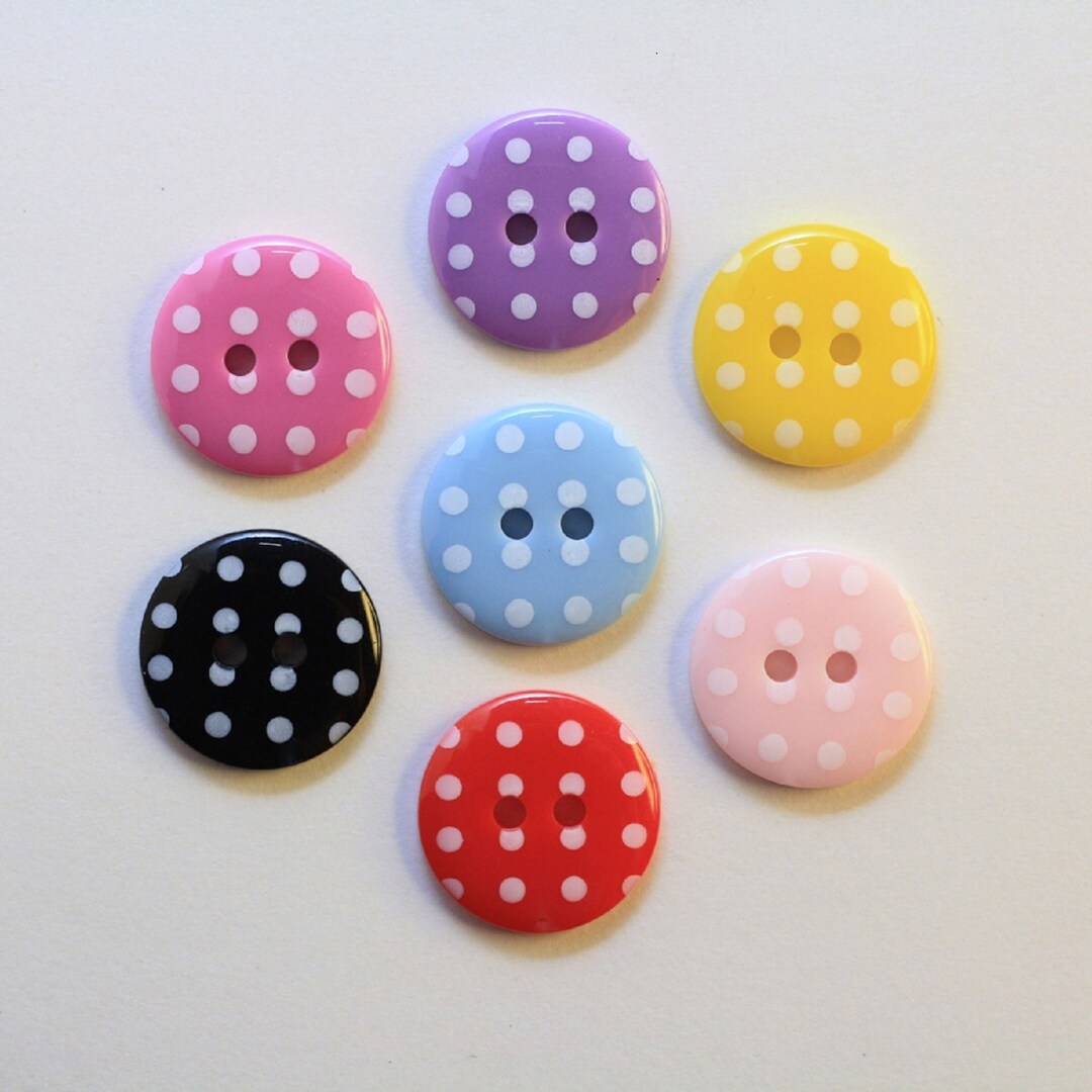Polka Dot Button 15mm Choice of Colour X6 / Spot Sewing Button / Fancy ...