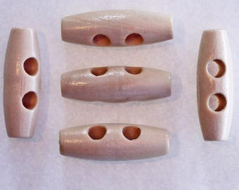 10 x Toggle Button in Varnished Natural Wood 30mm