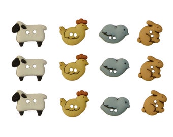 Dress It Up Buttons - Country Critters / Farm Animals For Fournituren Decoratie Naaialbum en Scrapbooking / Rabbit Sheep Button
