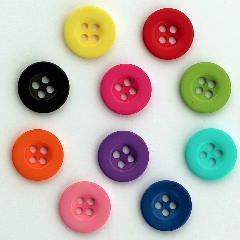 Boutons de Couture 13mm avec 4 Trous en Résine Lot et Couleur au Choix / Bouton à Coudre / Bouton Fermoir / Boutons Scrapbooking et Couture image 2