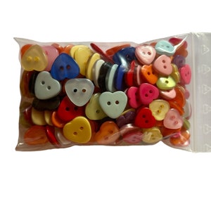 Lot of 150 X Heart or Flower Sewing / Craft Buttons Mixed Colours image 4