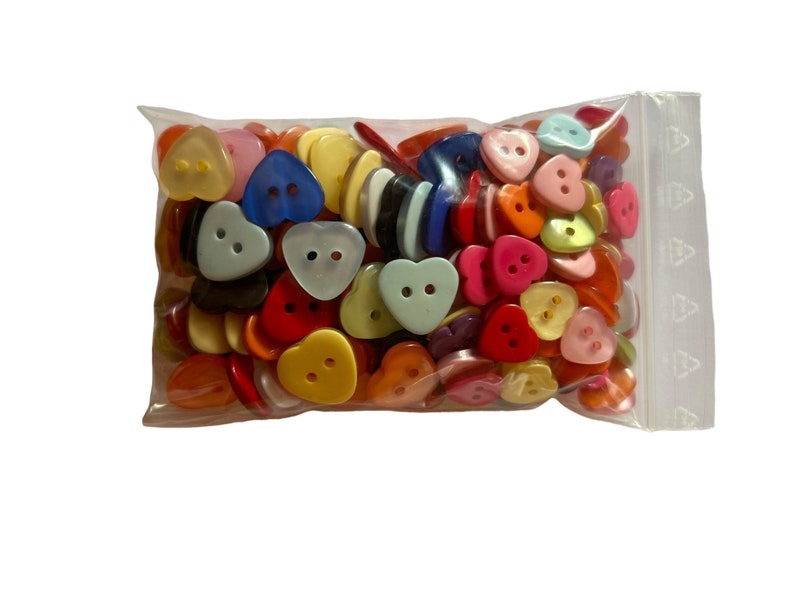 Lot of 150 X Heart or Flower Sewing / Craft Buttons Mixed Colours image 4