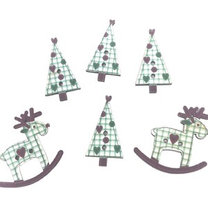 Bouton de Noël en Bois - Sapin de Noël et Renne - Lot de 25 / Bouton Fantaisie Noel Pour Scrapbooking et Décoration Customisation