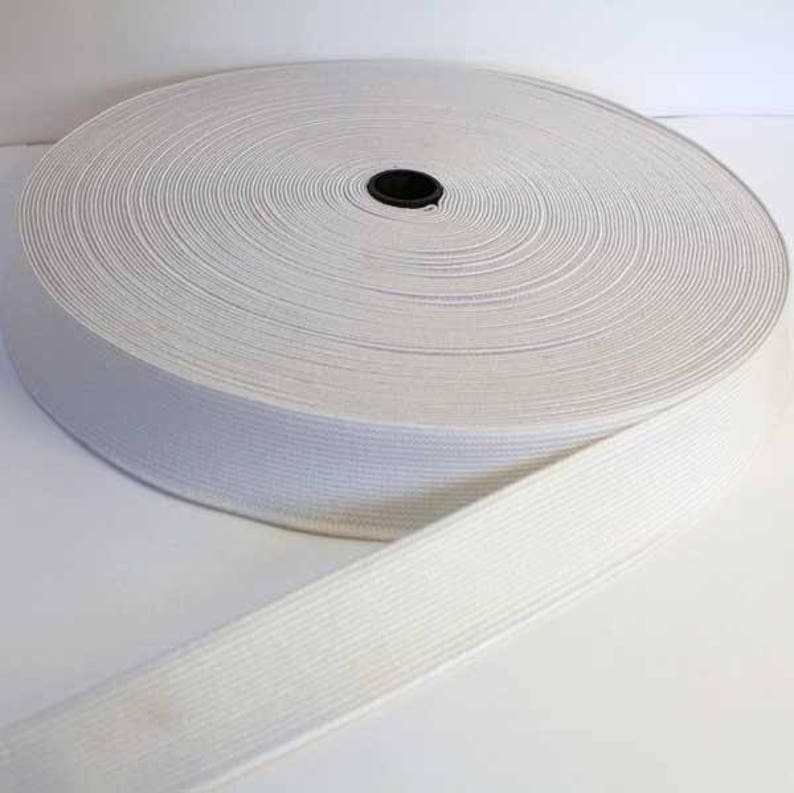 x 4 Meter or x 10 Meters Elastic Belt Flexible Couture Mercerie Elastic Plat Couture 25mm White Sold x 2 Meters