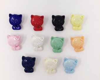 Boutons en Forme de Chat Attache Dos 14mm / Lot de 6 /  Couleur aux Choix  Boutons de Couture / Enfant / Layette / Bouton à Coudre