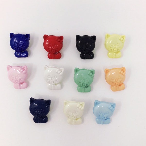 Boutons en Forme de Chat Attache Dos 14mm / Lot de 6 /  Couleur aux Choix  Boutons de Couture / Enfant / Layette / Bouton à Coudre