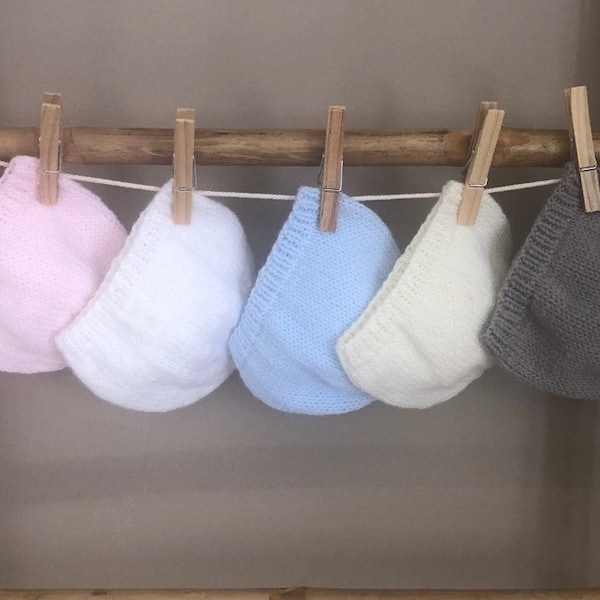 Bonnet Bébé Tricoté à la Main Couleur et Taille  au Choix / Bonnet de Naissance