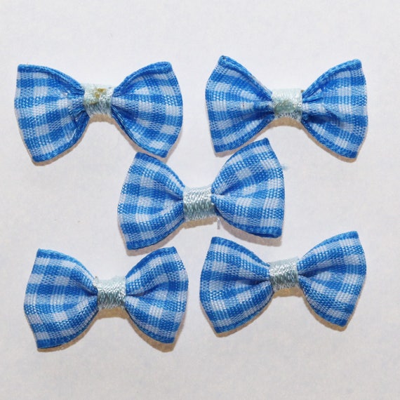 20 X Vichy Ribbon Knots In Blue And White Fabric Tiles Etsy