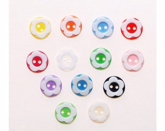 Boutons de Couture Fleur 13mm avec 2 Trous en Résine  Couleur au Choix / Bouton à Coudre / Bouton Fermoir / Boutons Scrapbooking et Couture