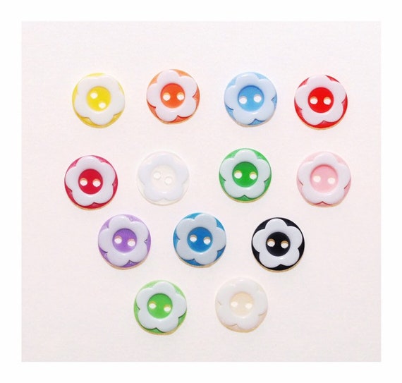 Lot De 20 Boutons Plats Scrapbooking - Blanc - 2 Trous - 12 Mm De Diamètre - Résine - Neuf