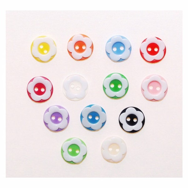 Boutons de Couture Fleur 13mm avec 2 Trous en Résine  Couleur au Choix / Bouton à Coudre / Bouton Fermoir / Boutons Scrapbooking et Couture