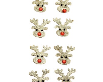 Handmade Paillettes sticker in Reindeer Shape Form x 8 / Noel Adhesive Auto for Scrapbooking Carterie Creative Leisure Decoration