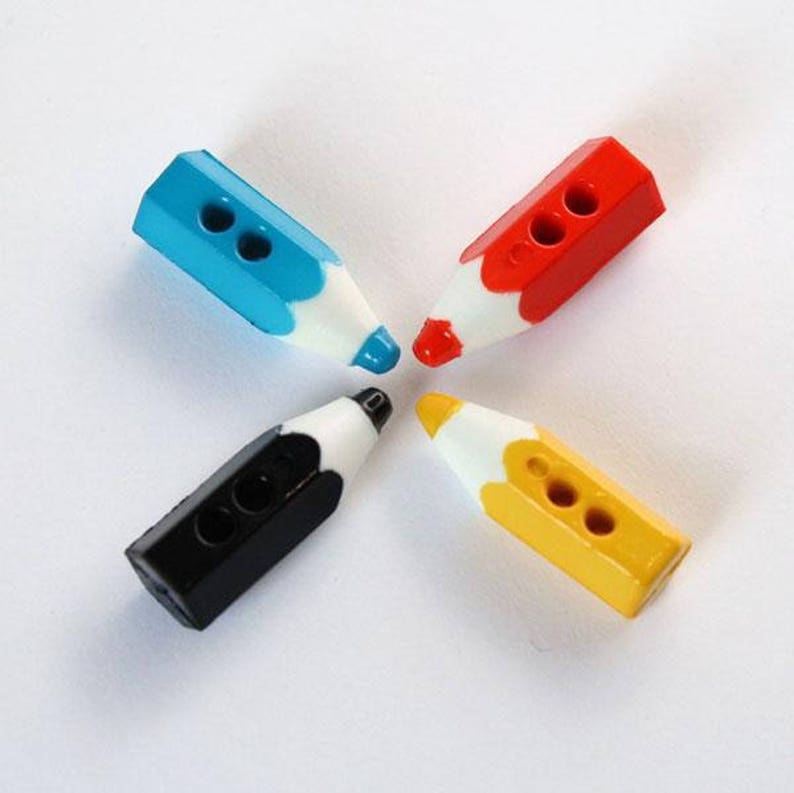 Set di 4 bottoni a forma di matita 20 x 8 mm Colore a tua scelta / Bottoni da cucire / Bottoni per scrapbooking / Bambino / Decorazione Mixtes
