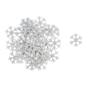 Flocon de Neige en Mousse Pailletées Autocollantes 27 mm - Argenté
