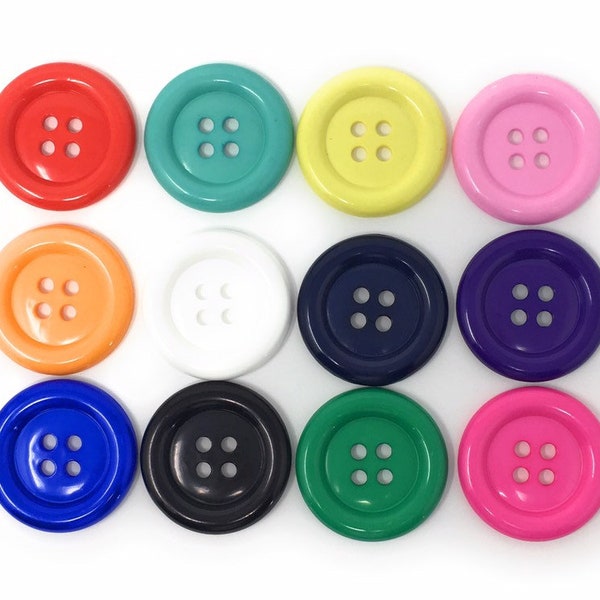 Large Sewing Buttons 38 50 63 mm – Big Plastic 4 Hole Buttons, Craft Buttons, Costume & DIY Sewing Supplies ( Clown Buttons )