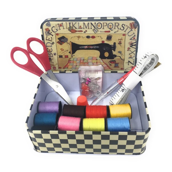 Kit de Couture pour Voyage ou Maison dans une Boîte de Style Rétro / Kit de Couture avec Accessoires Couture Pour Voyage Maison Vacances