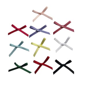 100 x Noeuds en Ruban Satin 3mm- Couleurs Mixte - Mini Noeud Embellissement en Ruban pour Couture Scrapbooking Décoration Customisation