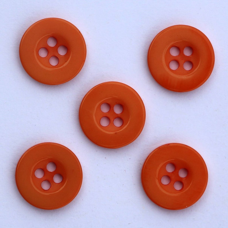 Boutons de Couture 13mm avec 4 Trous en Résine Lot et Couleur au Choix / Bouton à Coudre / Bouton Fermoir / Boutons Scrapbooking et Couture Orange