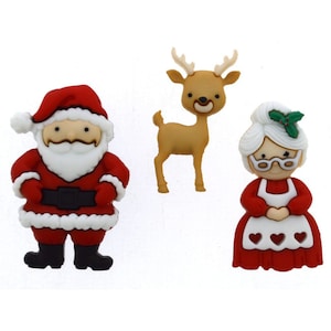 Dress It Up Buttons: Christmas Collection - Mr and Mrs Clause - Mr and Mrs Santa Claus For Decoration Haberdashery Sewing Album Cakes Scrapbooking