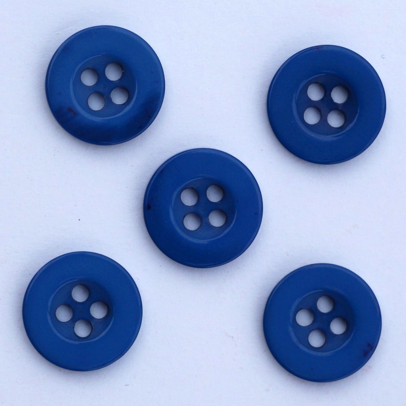 Boutons de Couture 13mm avec 4 Trous en Résine Lot et Couleur au Choix / Bouton à Coudre / Bouton Fermoir / Boutons Scrapbooking et Couture Bleu Roi