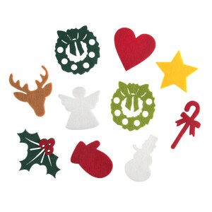 Formes de Noël en Feutrine Lot de 18 - Embellissement Noël / Scrapbooking Carterie Décoration Loisir Créatif