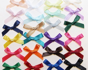 25 x Satin Ribbon Bows 7mm - Choice of Color / Satin Bow / Ribbon Embellishment for Sewing Scrapbooking Decoration Customization