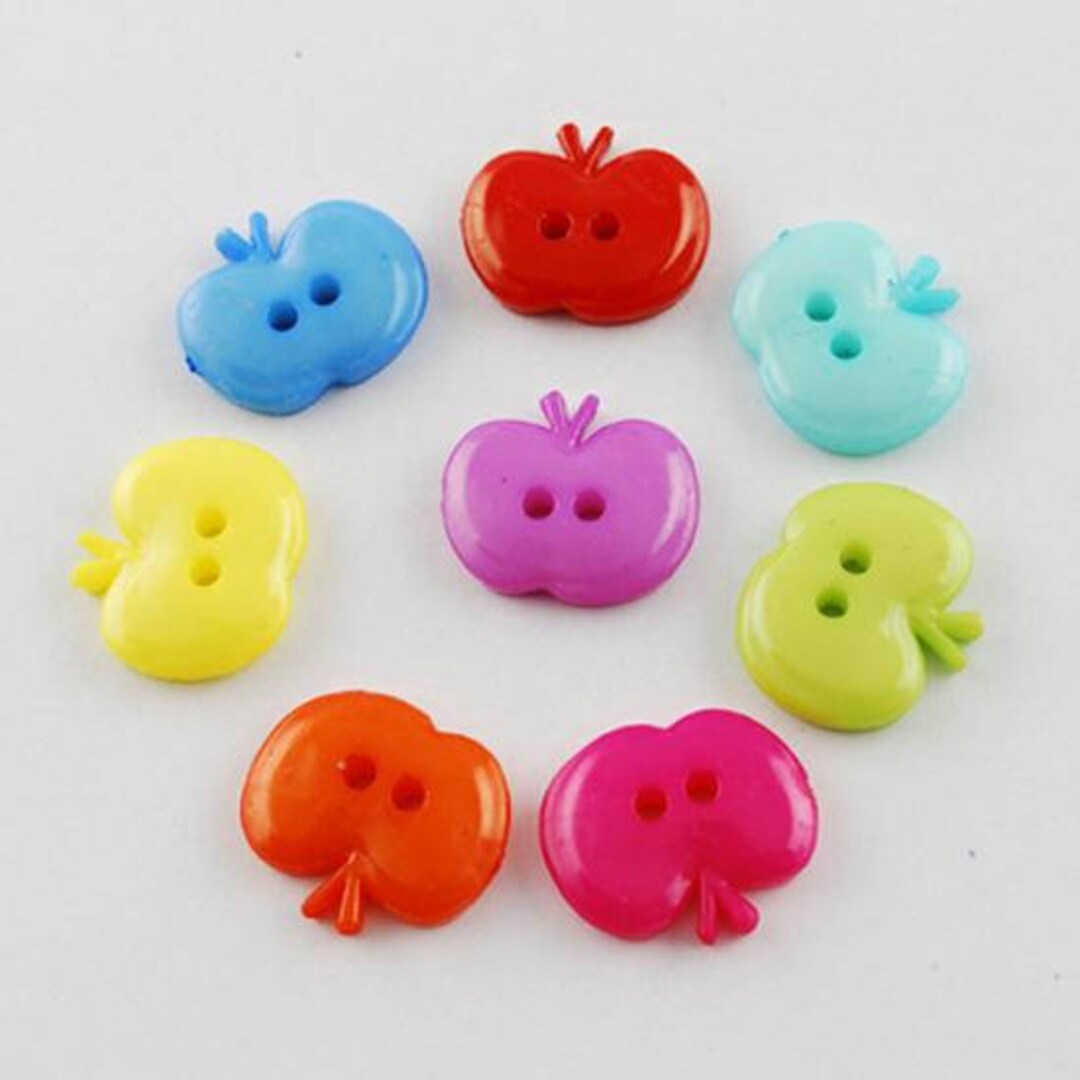 Apple-shaped Buttons 14mm Pack of 25: Multicolor - Scrapbooking, Sewing ...