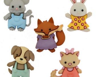 Boutons Dress It Up : Forever Friends - Animaux Amis de La Forêt  Pour Décoration Mercerie Couture Album et Scrapbooking