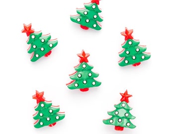 Bouton de Noël en Attache Dos - Sapin de Noël  Arbre de Noël  20 x 25mm - Lot de 10