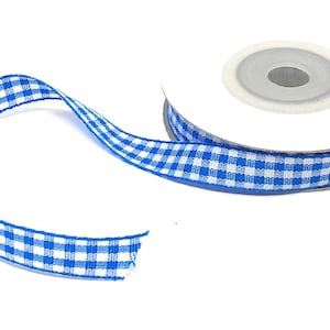 Ruban Vichy à Carreaux 10mm en Bobine de 10 Mètres Couleur Bleu / Ruban Fantaisie Pour Scrapbooking, Carterie, Décoration / Ruban Décoratif