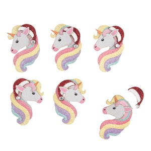 Embellissement Autocollant 3D Noël - Licorne x6 / Scrapbooking Carterie Décoration Loisir Créatif