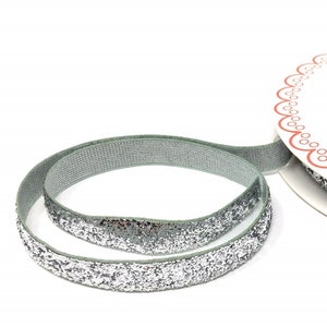 Ruban de Velours Métallique Noël 10mm : Argenté - Vendu au Mètre Pour Décoration Mercerie Couture Album et Scrapbooking
