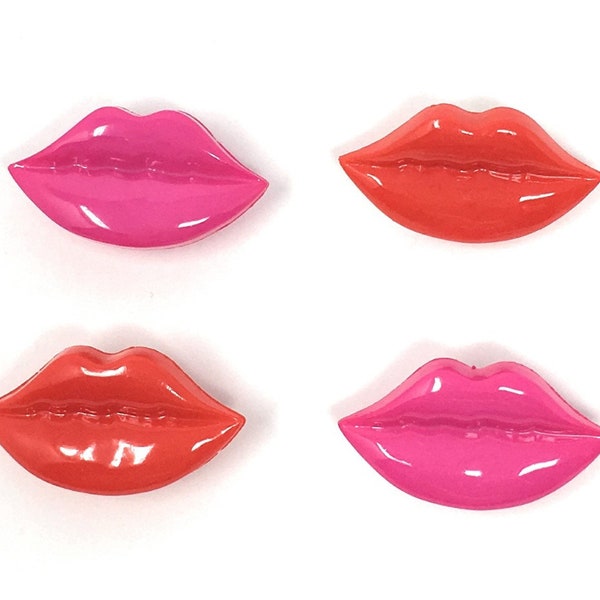 Lippenförmiger Knopf von Mund zu Schwanz, 25 mm: Set mit 4 rot-rosa Nähknöpfen, Kinderrückseite, Befestigung, Scrapbooking, Albumdekoration
