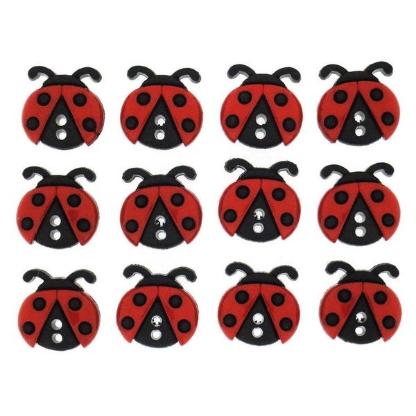 Boutons Dress It Up - Sew Cute Ladybugs / Coccinelle  Boutons 3D / Décoration Mercerie Couture Album Scrapbooking Décoration Gâteaux