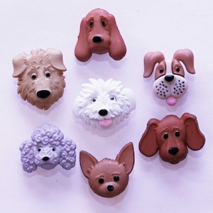 Dress It Up Buttons: Fuzzy Faces - Dog Head Dog Buttons For Decoration Haberdashery Sewing Album Scrapbooking and Cake Decoration