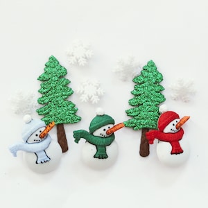 Dress It Up Buttons: Kerstcollectie - Cool Yule - Sneeuwpop Sneeuwvlokboom Voor Decoratie Fournituren Couture Album en Scrapbooking