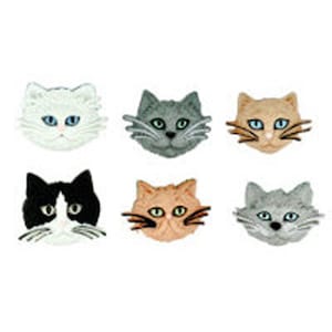 Dress It Up Buttons: Fuzzy Faces - Cat Head Buttons for Decoration Haberdashery Sewing Album Scrapbooking and Cake Decoration