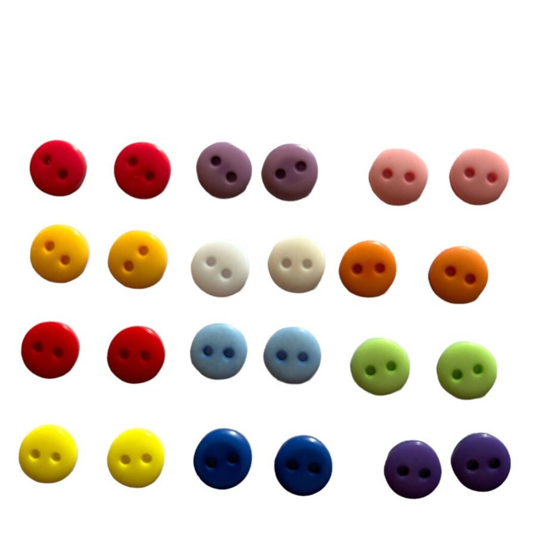 Set of 20 Mini Buttons 9mm With Two Holes - Assorted Colors ...