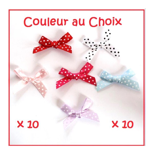 10 x Mini Noeuds en Ruban Satin à Pois Couleur au Choix  Noeud Satin / Embellissement en Ruban Couture Scrapbooking Décoration Customisation