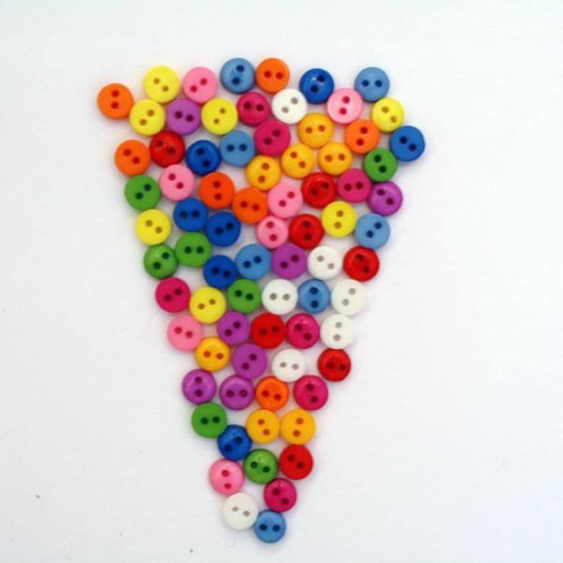 Set of 50 Mini 6mm Buttons with Two Mixed Color Holes image 1