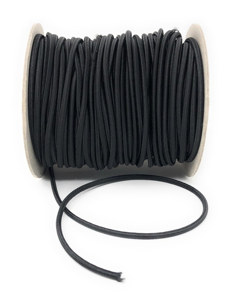 Elastic Rope / Elastic Thread 3mm Black Sold by 5 Meters / Elastic Cord / Couture Haberdashery image 1