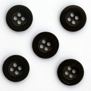 15mm Sewing Buttons with 4 Holes in Resin Lot and Color to Choose from / Sewing Button / Clasp Button / Scrapbooking and Sewing Buttons Noir