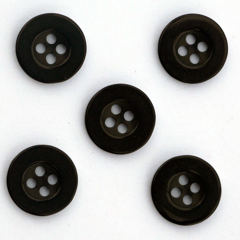 Boutons de Couture 13mm avec 4 Trous en Résine Lot et Couleur au Choix / Bouton à Coudre / Bouton Fermoir / Boutons Scrapbooking et Couture Noir