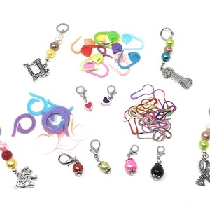 Stitch Marker Assortiment for Knitting, Crochet - Knitting Notions - Lot of 50