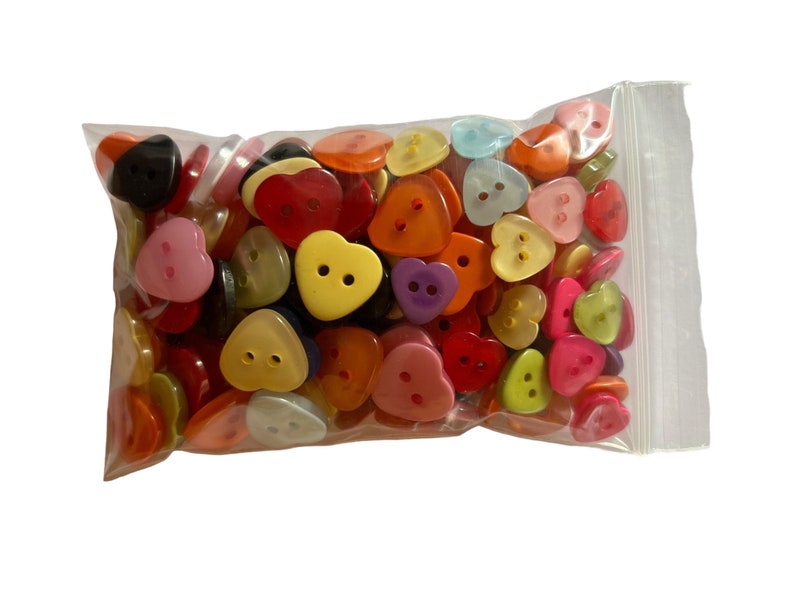 Lot of 150 X Heart or Flower Sewing / Craft Buttons Mixed Colours image 5